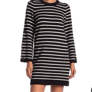 Madewell Button Sleeve Merino Wool Striped Soft Cozy Sweater Dress Women’s XS